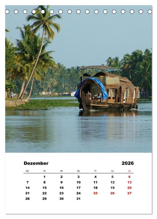 Produktbild: In Kerala (Tischkalender 2026 DIN A5 hoch), CALVENDO Monatskalender