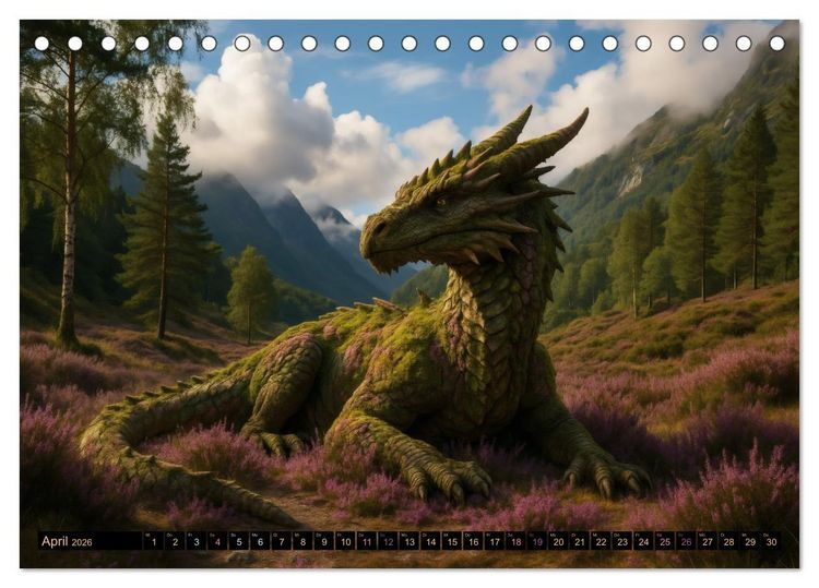 Produktbild: Pr&auml;chtige Drachen, gut oder b&ouml;se? (Tischkalender 2026 DIN A5 quer), CALVENDO Monatskalender