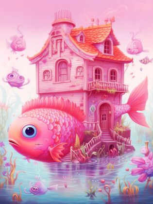 Produktbild: CALVENDO Puzzle Ein dicker Fisch steckt im zu kleinen Haus fest | 1000 Teile Lege-Gr&ouml;&szlig;e 64x48cm Foto-Puzzle f&uuml;r gl&uuml;ckliche Stunden