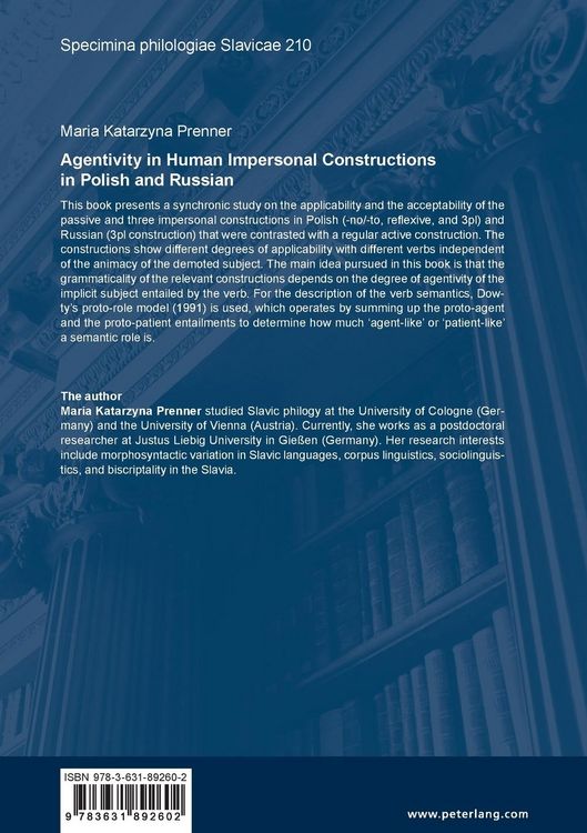 Produktbild: Agentivity in Human Impersonal Constructions in Polish and Russian