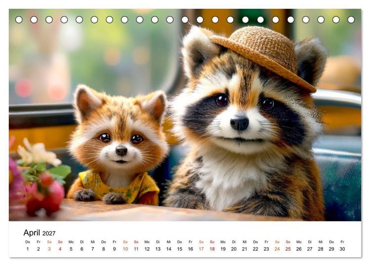 Produktbild: Waschb&auml;ren - Klein. Knuddelig. Herzerw&auml;rmend. (Tischkalender 2027 DIN A5 quer), CALVENDO Monatskalender