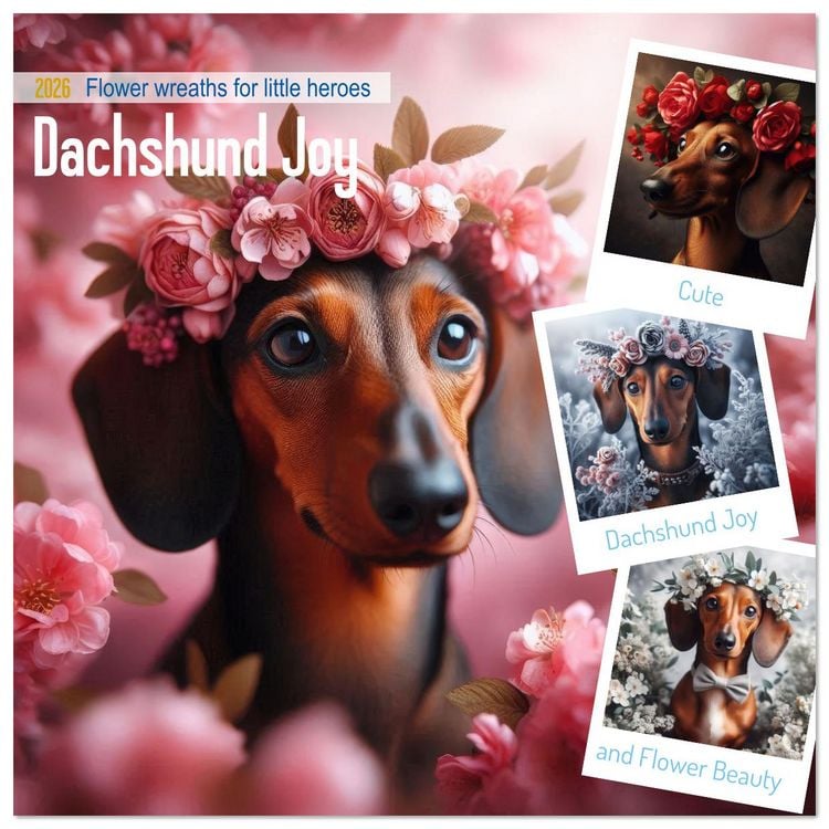 Produktbild: Dachshund Joy and Flower Beauty (Wall Calendar 2026 12 &times; 12 Inch) CALVENDO 12 Month Wall Calendar