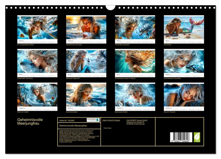 Produktbild: Geheimnisvolle Meerjungfrau (Wandkalender 2026 DIN A3 quer), CALVENDO Monatskalender
