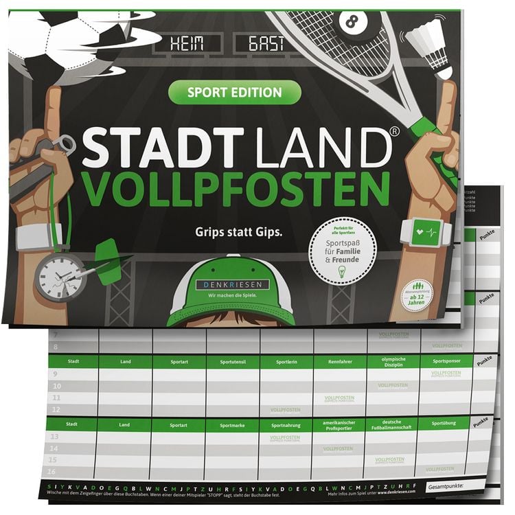 Bild vom Artikel Denkriesen - Stadt Land Vollpfosten® - Sport Edition "grips Statt Gips." - A4 vom Autor Denis Görz