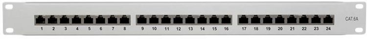 Produktbild: LogiLink NP0060 24 Port Patch-Panel 483mm (19\") CAT 6a 1 HE Grau
