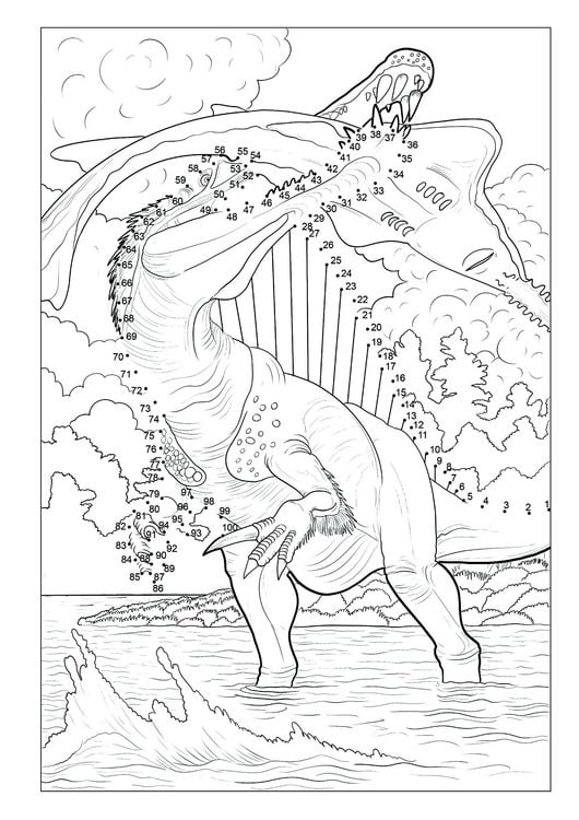 Produktbild: Punkt-zu-Punkt Dinosaurier Malbuch f&uuml;r Kinder von 7&ndash;10 Jahren mit 50 authentischen Ausmalbildern