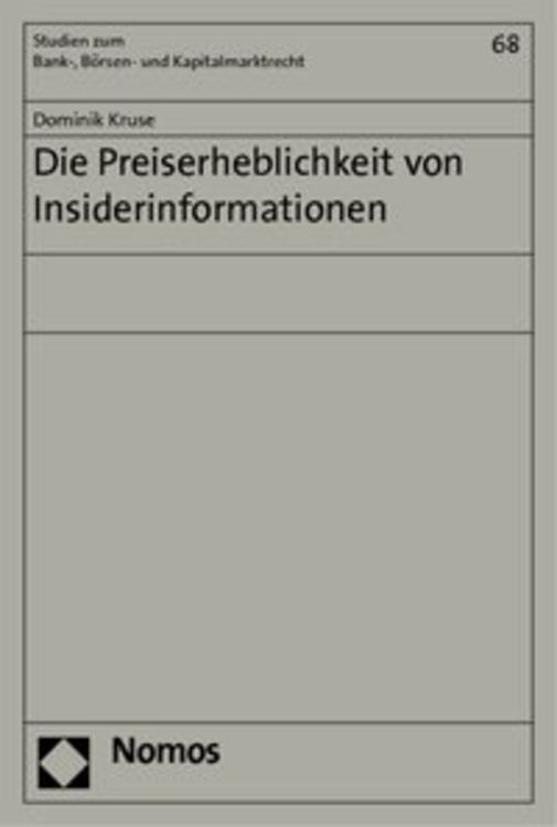 Produktbild: Die Preiserheblichkeit von Insiderinformationen