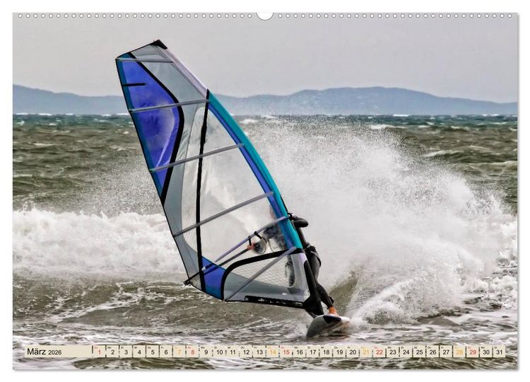 Produktbild: Windsurfing - extrem cool (hochwertiger Premium Wandkalender 2026 DIN A2 quer), Kunstdruck in Hochglanz