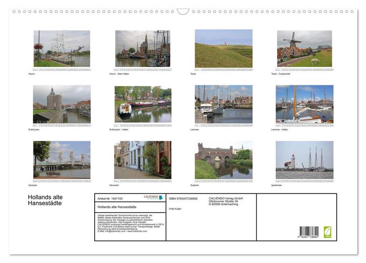 Produktbild: Hollands alte Hansest&auml;dte (Wandkalender 2026 DIN A2 quer), CALVENDO Monatskalender