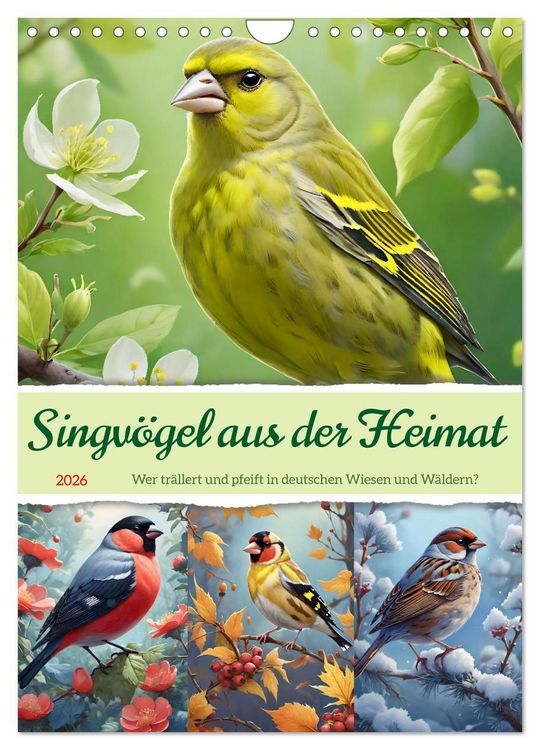 Produktbild: Singv&ouml;gel aus der Heimat (Wandkalender 2026 DIN A4 hoch), CALVENDO Monatskalender