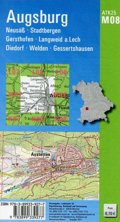 Produktbild: ATK25-M08 Augsburg (Amtliche Topographische Karte 1:25000)