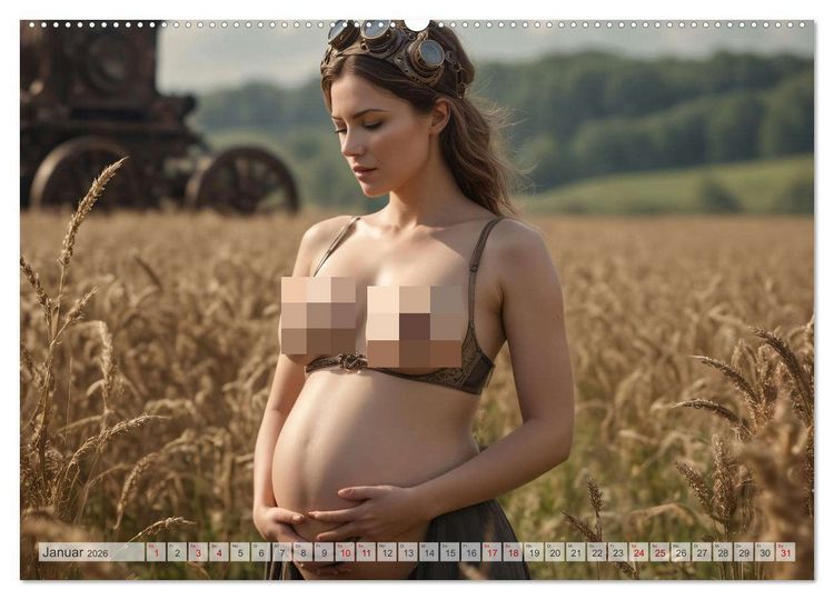 Produktbild: Steampunk Erotik - Schwangere Frauen (Wandkalender 2026 DIN A2 quer), CALVENDO Monatskalender