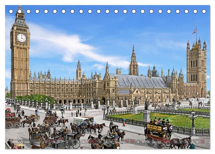 Produktbild: London around 1890-1900 - photos restored and colourised (Desk Calendar 2026 DIN A5 landscape), CALVENDO 12 Month DeskCalendar