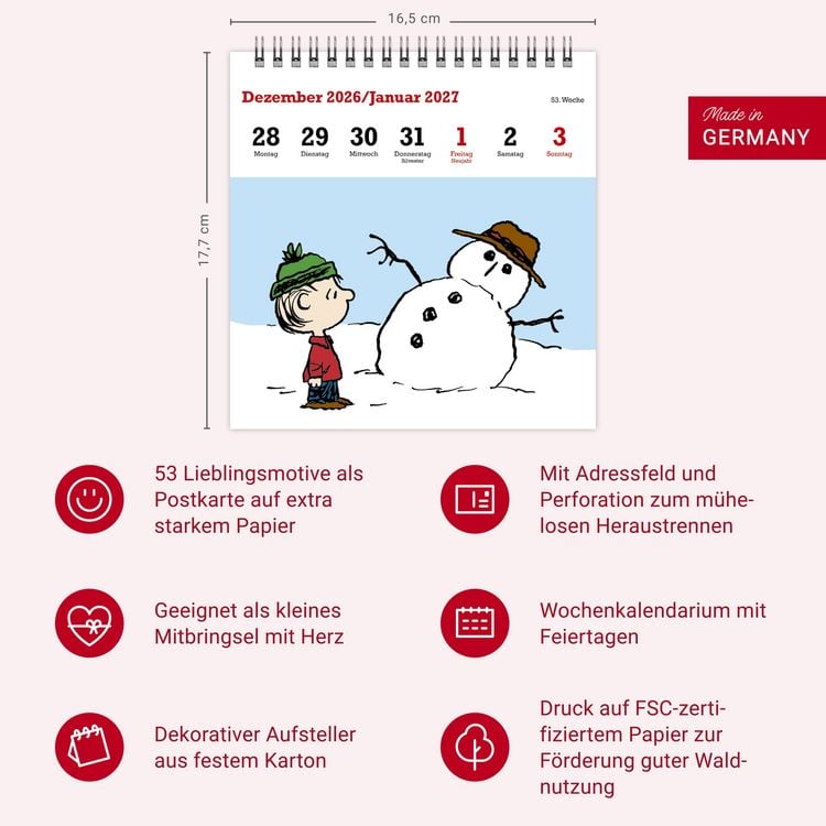 Produktbild: Peanuts Premium-Postkartenkalender 2027