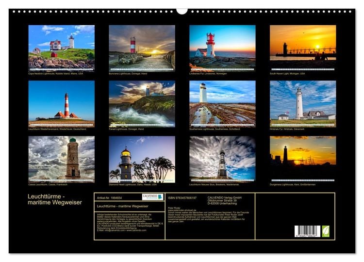 Produktbild: Leuchtt&uuml;rme - maritime Wegweiser (Wandkalender 2026 DIN A2 quer), CALVENDO Monatskalender