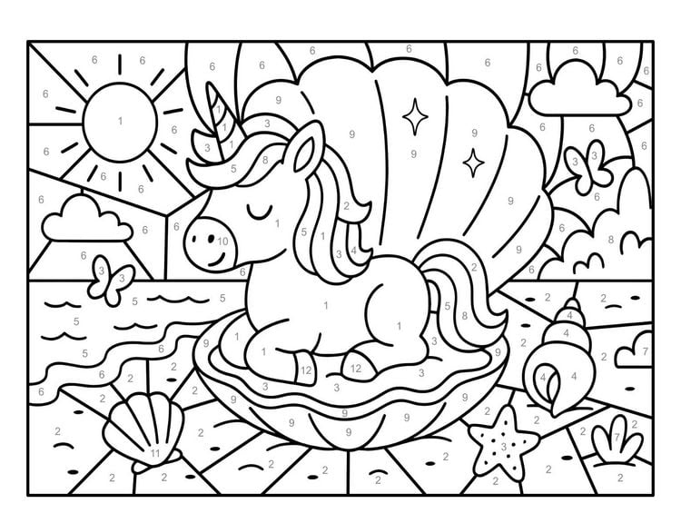 Produktbild: Malen nach Zahlen Einhorn Malbuch f&uuml;r Kinder ab 5&ndash;7 Jahren
