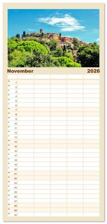 Produktbild: Familienplaner 2026 - Toskana - Etruskische K&uuml;ste mit 5 Spalten (Wandkalender, 21 x 45 cm) CALVENDO