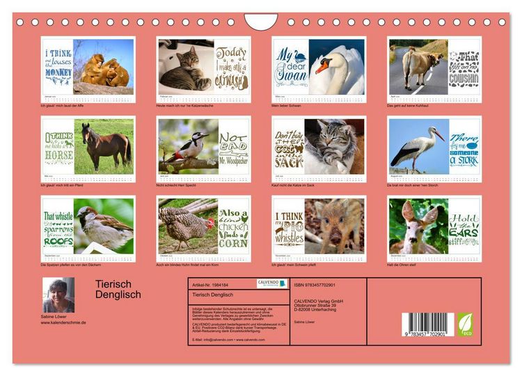 Produktbild: Tierisch Denglisch (Wandkalender 2026 DIN A4 quer), CALVENDO Monatskalender