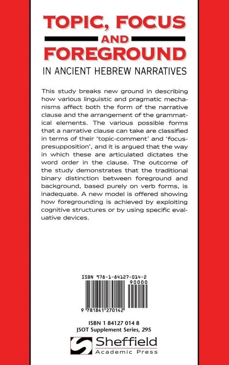 Produktbild: Topic, Focus and Foreground in Ancient Hebrew Narratives