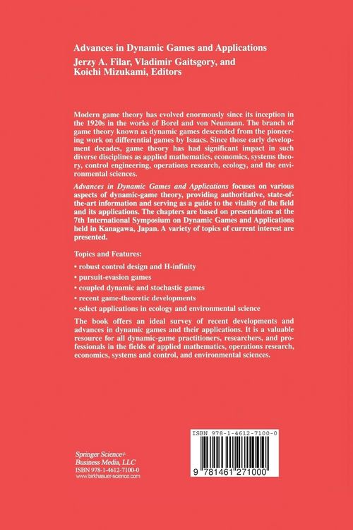 Produktbild: Advances in Dynamic Games and Applications