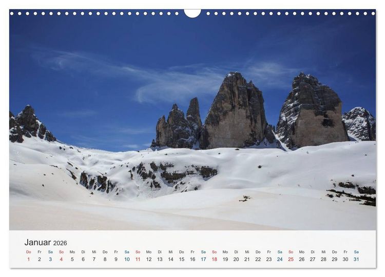 Produktbild: Dolomiten - Rundreise um Drei Zinnen (Wandkalender 2026 DIN A3 quer), CALVENDO Monatskalender