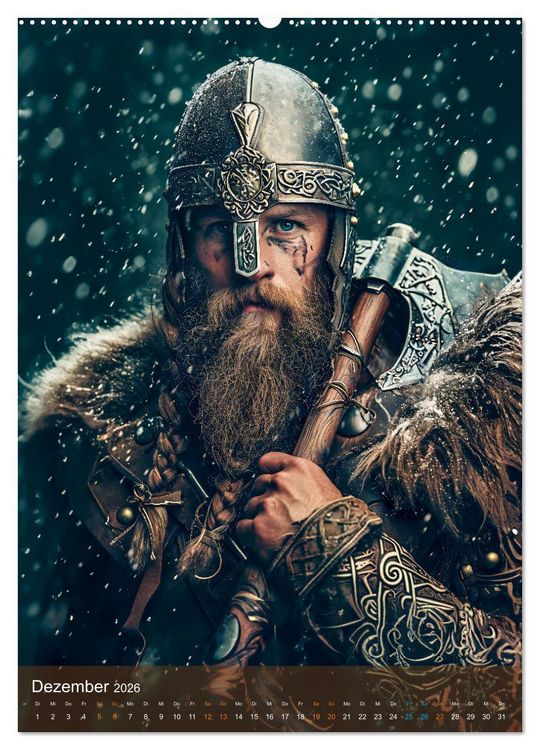 Produktbild: Wikinger - Fantasie Nordm&auml;nner mit Tattoo, Axt und Schwert (Wandkalender 2026 DIN A2 hoch), CALVENDO Monatskalender