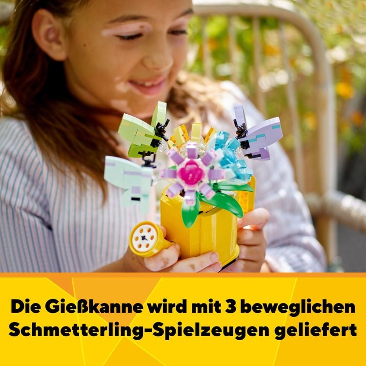 LEGO Creator 3in1 31149 Gießkanne mit Blumen, baubare Deko mit 3 Modellen