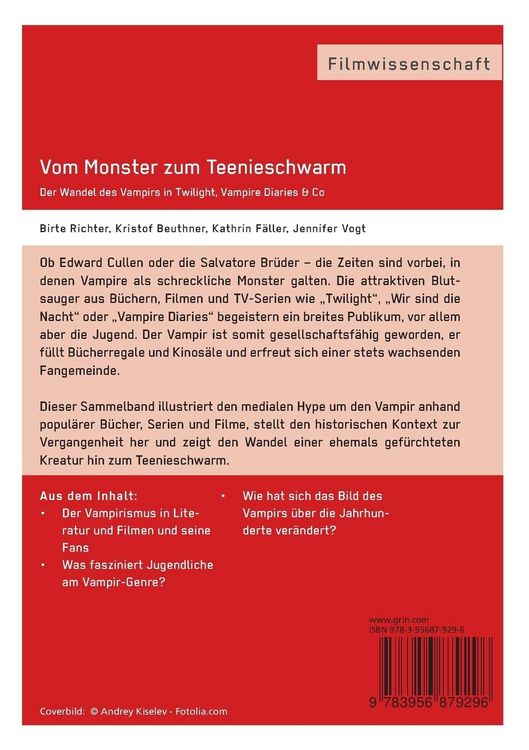 Produktbild: Vom Monster zum Teenieschwarm: Der Wandel des Vampirs in "Twilight", "Vampire Diaries" & Co