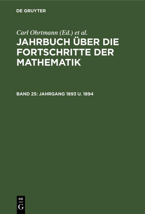 Produktbild: Jahrgang 1893 u. 1894