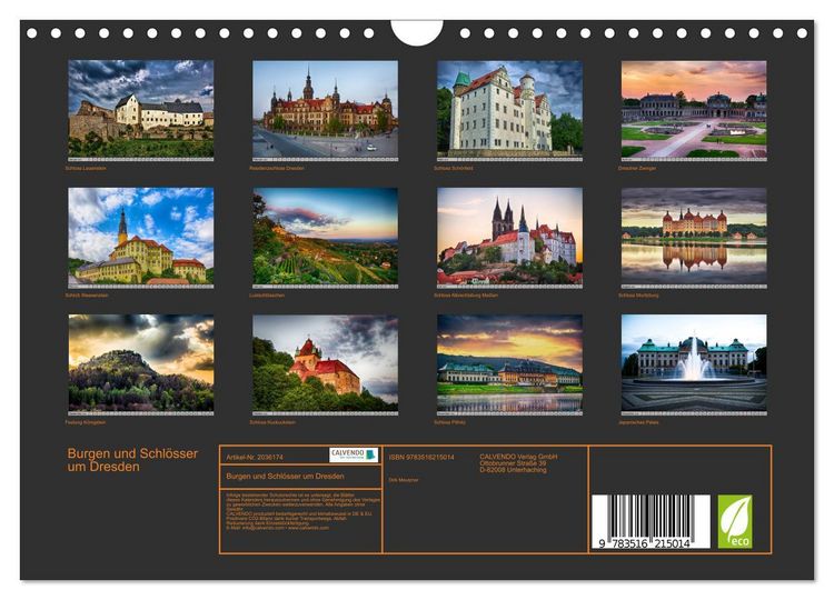 Produktbild: Burgen und Schl&ouml;sser um Dresden (Wandkalender 2026 DIN A4 quer), CALVENDO Monatskalender