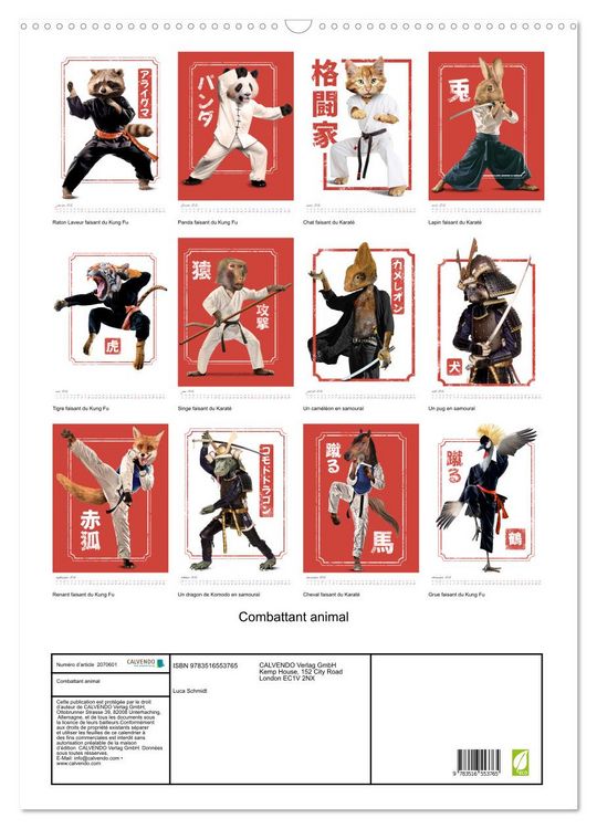 Produktbild: Combattant animal (Calendrier mural 2026 DIN A2 horizontal), CALVENDO calendrier mensuel