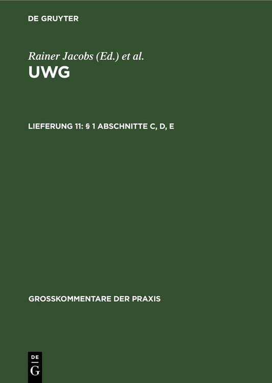 Produktbild: &sect; 1 Abschnitte C, D, E