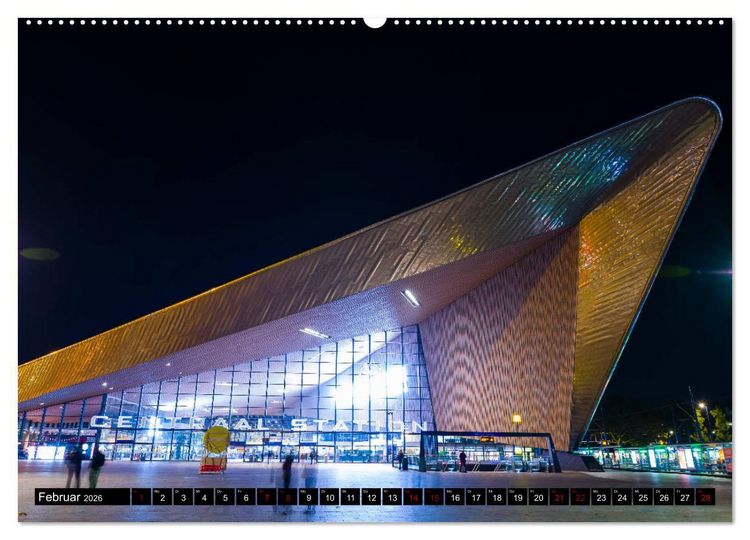 Produktbild: Rotterdam bei Nacht (hochwertiger Premium Wandkalender 2026 DIN A2 quer), Kunstdruck in Hochglanz