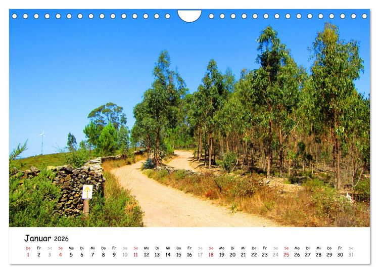 Produktbild: Jakobsweg - Camino Portugues Central (Wandkalender 2026 DIN A4 quer), CALVENDO Monatskalender
