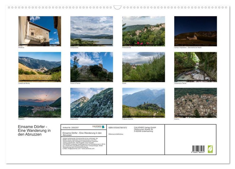 Produktbild: Einsame D&ouml;rfer - Eine Wanderung in den Abruzzen (Wandkalender 2026 DIN A2 quer), CALVENDO Monatskalender