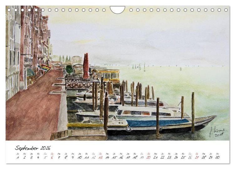 Produktbild: Venedig in stillen Aquarellen (Wandkalender 2026 DIN A4 quer), CALVENDO Monatskalender