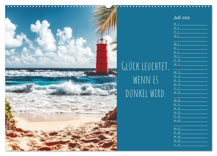 Produktbild: Eine Portion Gl&uuml;ck - Motivationskalender f&uuml;rs ganze Jahr (hochwertiger Premium Wandkalender 2026 DIN A2 quer), Kunstdruck in Hochglanz