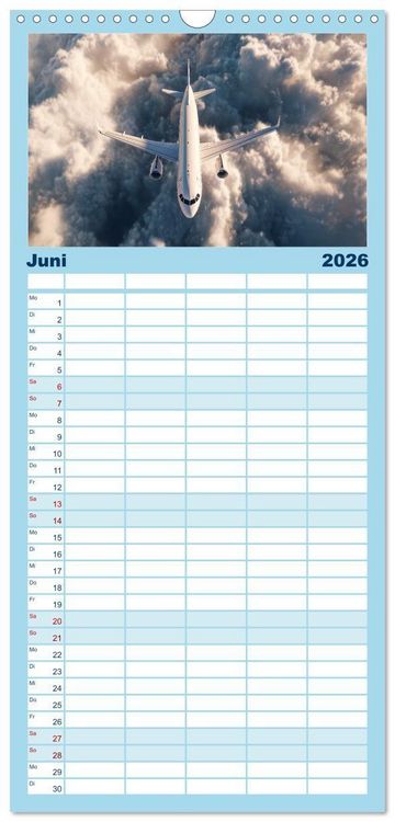 Produktbild: Familienplaner 2026 - Flugzeuge hautnah - Flugzeugkalender f&uuml;r Flugzeugliebhaber mit 5 Spalten (Wandkalender, 21 x 45 cm) CALVENDO