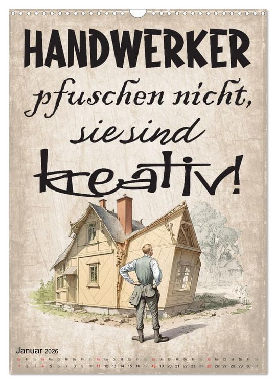 Produktbild: Handwerker Spr&uuml;che (Wandkalender 2026 DIN A3 hoch), CALVENDO Monatskalender