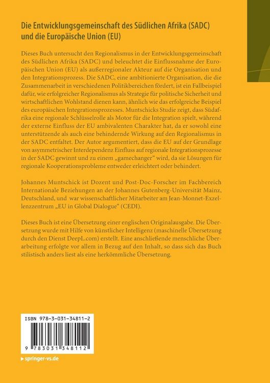 Produktbild: Die Entwicklungsgemeinschaft des S&uuml;dlichen Afrika (SADC) und die Europ&auml;ische Union (EU)