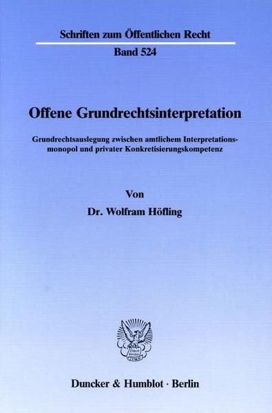 Produktbild: Offene Grundrechtsinterpretation.