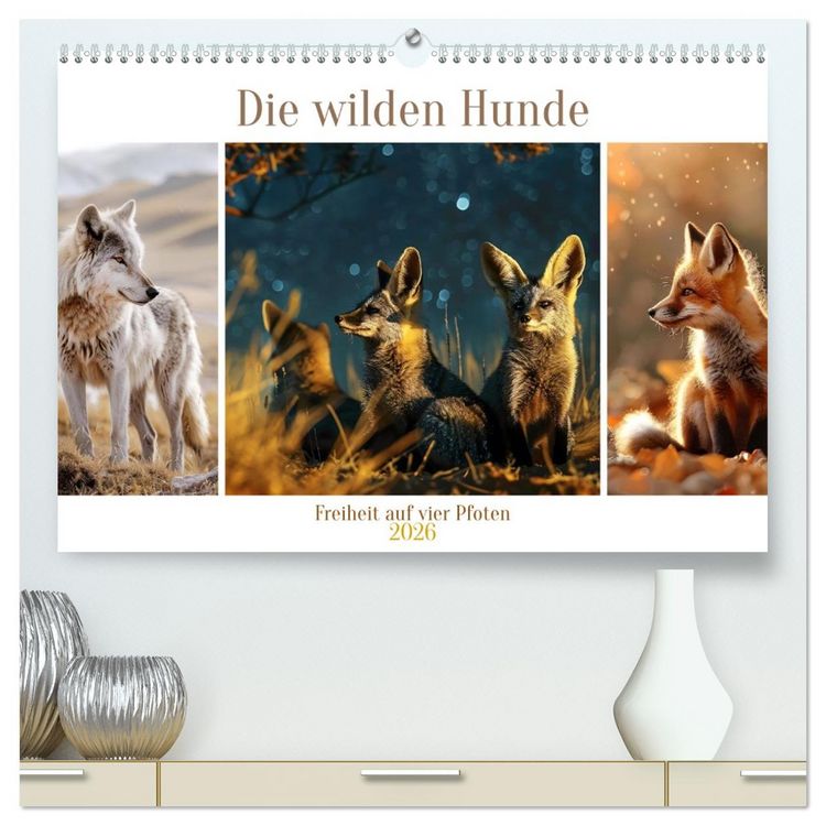 Produktbild: Die wilden Hunde (hochwertiger Premium Wandkalender 2026 DIN A2 quer), Kunstdruck in Hochglanz