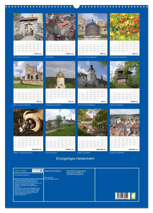 Produktbild: Einzigartiges Heidenheim (Wandkalender 2026 DIN A2 hoch), CALVENDO Monatskalender