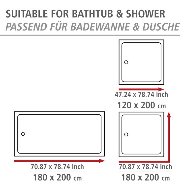 Produktbild: Duschvorhang Mod. Yak, Textil (Polyester), 180 x 200 cm, waschbar