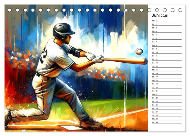 Produktbild: Baseball Acryl - Zwischen Realit&auml;t und KI Visionen (Tischkalender 2026 DIN A5 quer), CALVENDO Monatskalender