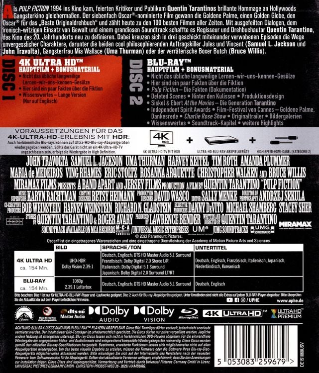 Produktbild: Pulp Fiction (4K Ultra HD) (+ Blu-ray)