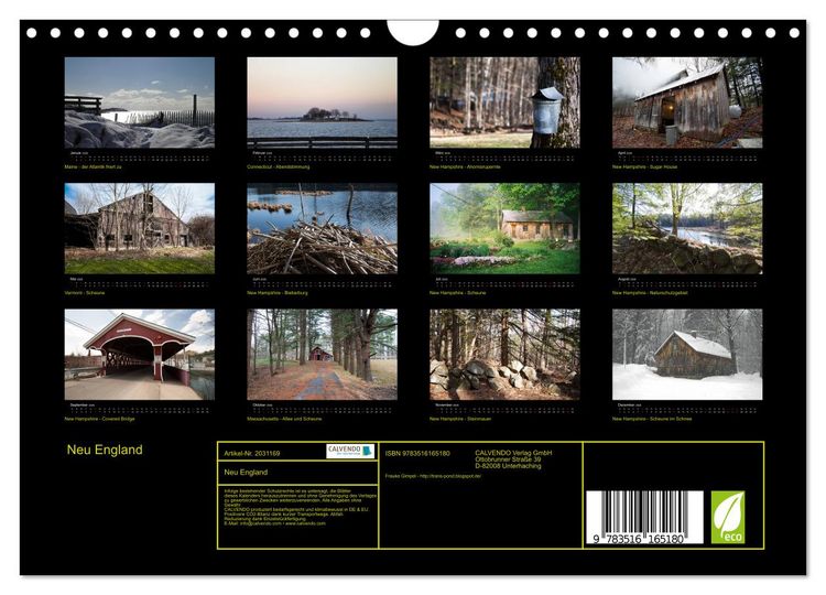Produktbild: Neu England (Wandkalender 2026 DIN A4 quer), CALVENDO Monatskalender