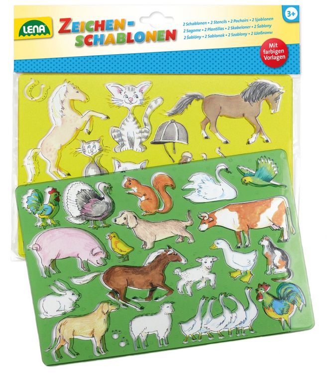Produktbild: Zeichenschablone Pferde + Katzen, Beutel