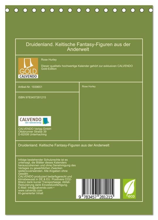 Produktbild: Druidenland. Keltische Fantasy-Figuren aus der Anderwelt (Tischkalender 2026 DIN A5 hoch), CALVENDO Monatskalender