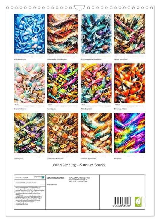 Produktbild: Wilde Ordnung - Kunst im Chaos (Wandkalender 2027 DIN A3 hoch), CALVENDO Monatskalender